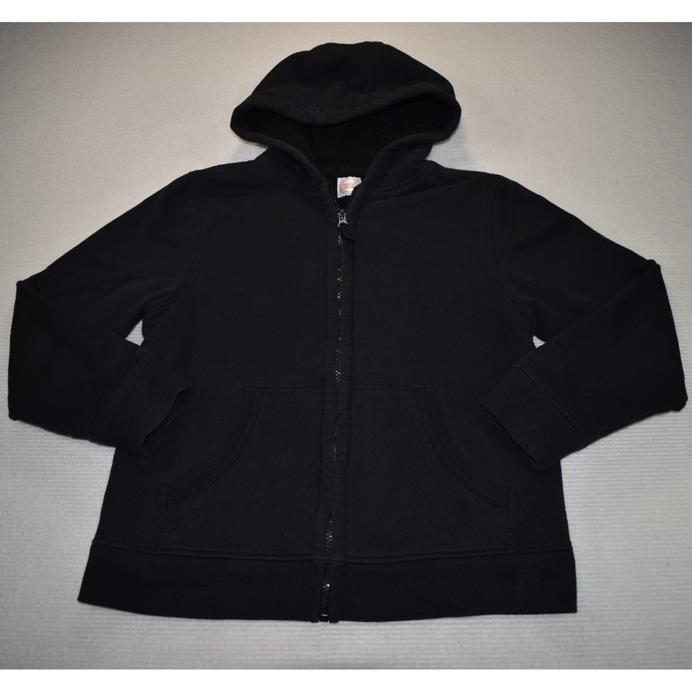 Wonder Nation Boys Black Sherpa Lined Zip Up Hoodie Jacket Size L 10-12